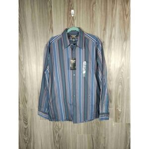 NWT Vintage Alexander Julian Colours Deep Sea Striped Button Up Shirt Mens Large